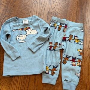 Hanna Andersson Peanuts Winter Snoopy Pajama Set size 18-24m